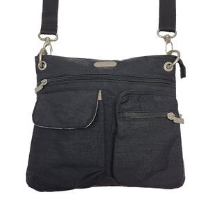 Baggallini Purse Black Nylon Crossbody Bag Zip Pockets Medium 9"x11" Adjustable